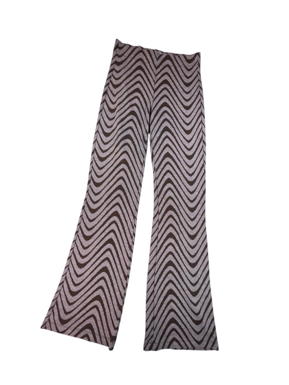Urban Outfitters UO Bryn Pull-On Flare Pant Brown Wave Print High Rise Size S